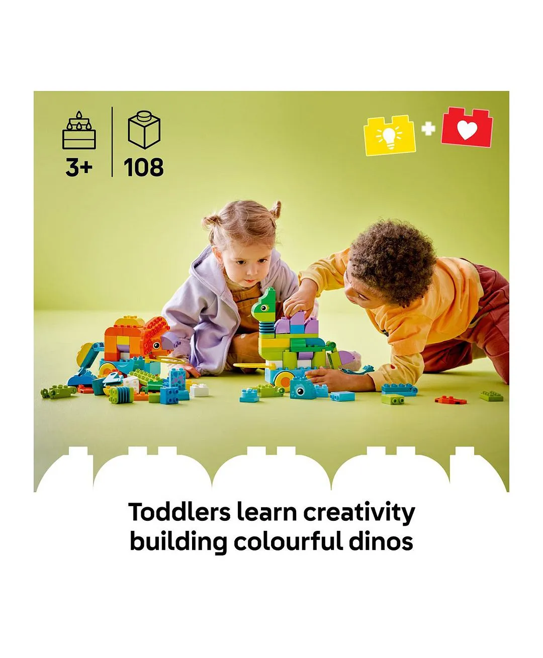 لعبة ديناصورات على عجلات 3 في 1 من ليغو® DUPLO® Town للأطفال للتعلّم من خلال اللعب مع 6 نماذج 10451 - 108 قطعة - الصورة 3