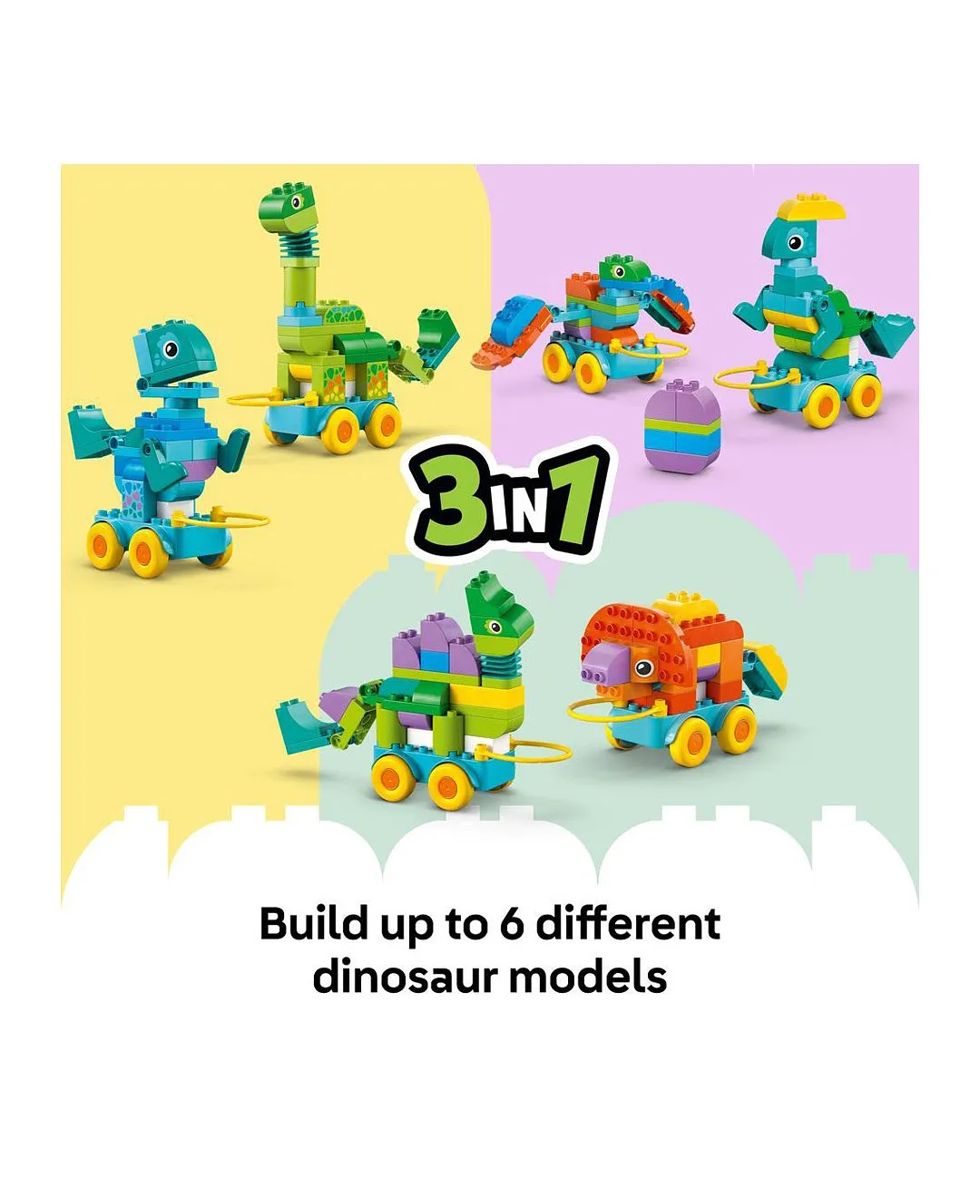 لعبة ديناصورات على عجلات 3 في 1 من ليغو® DUPLO® Town للأطفال للتعلّم من خلال اللعب مع 6 نماذج 10451 - 108 قطعة - الصورة 5