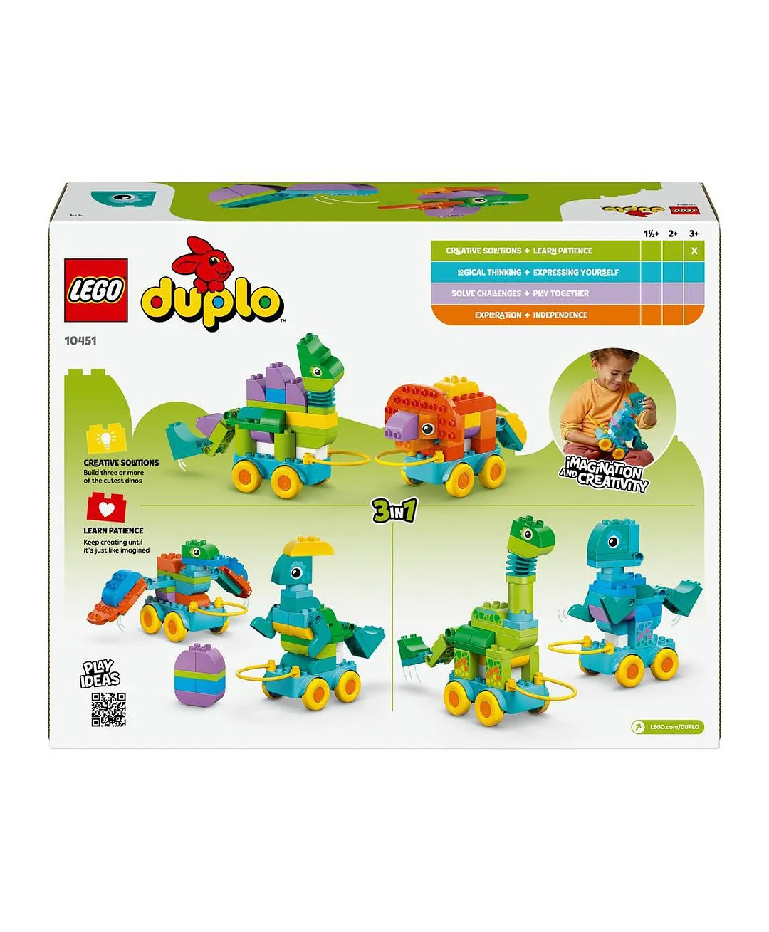 لعبة ديناصورات على عجلات 3 في 1 من ليغو® DUPLO® Town للأطفال للتعلّم من خلال اللعب مع 6 نماذج 10451 - 108 قطعة - الصورة 11