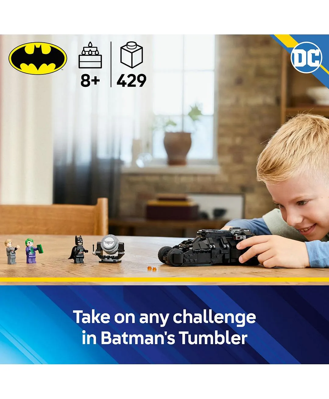 لعبة فارس™ الظلام تمبلر باتمان™ ضد تو فيس™ والجوكر™ من LEGO® DC Batman™، سيارة البطل™ الخارق 76303 - 429 قطعة - الصورة 3