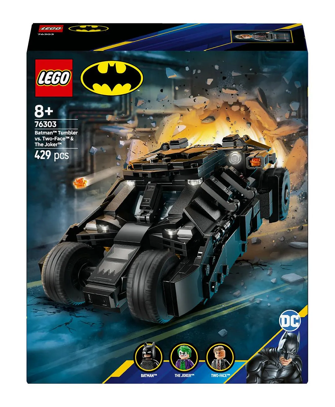 لعبة فارس™ الظلام تمبلر باتمان™ ضد تو فيس™ والجوكر™ من LEGO® DC Batman™، سيارة البطل™ الخارق 76303 - 429 قطعة - الصورة 10