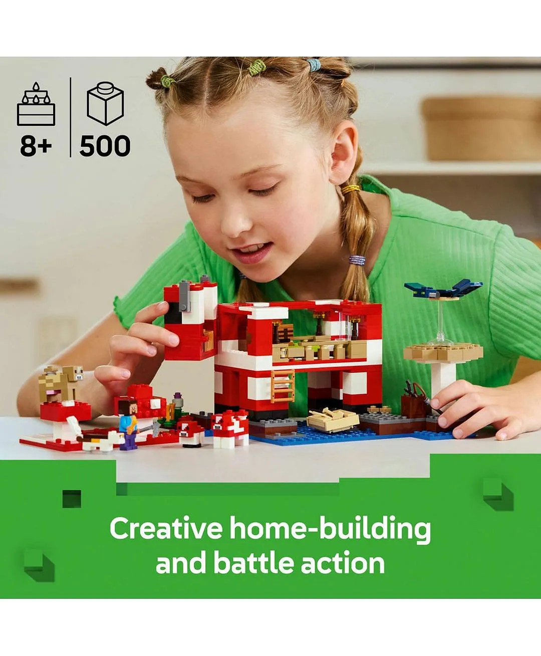 لعبة مجموعة هواة ألعاب الجزر منزل الموشروم من ليغو® Minecraft® للأطفال في حقول الموشروم 21270 - 500 قطعة - الصورة 3