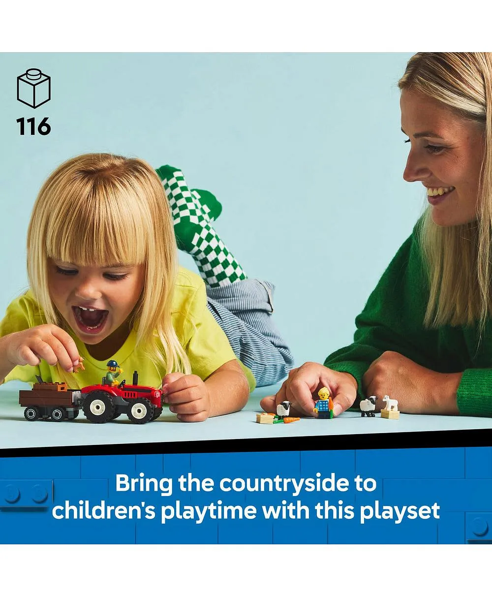 لعبة جرّار المزرعة الأحمر مع مقطورة وخراف من ليغو® سيتي، مجموعة لعب للأطفال بعمر 4 سنوات وأكثر 60461 - 116 قطعة - الصورة 3