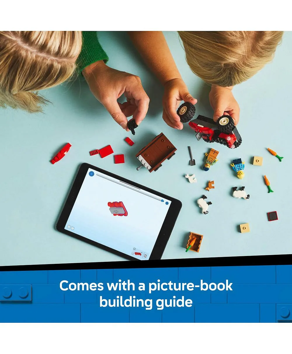 لعبة جرّار المزرعة الأحمر مع مقطورة وخراف من ليغو® سيتي، مجموعة لعب للأطفال بعمر 4 سنوات وأكثر 60461 - 116 قطعة - الصورة 5