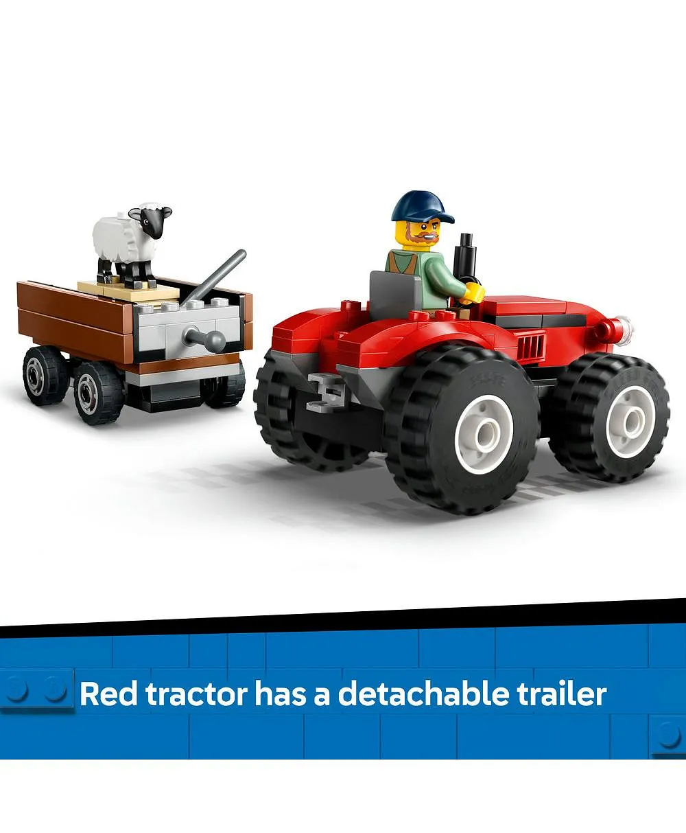 لعبة جرّار المزرعة الأحمر مع مقطورة وخراف من ليغو® سيتي، مجموعة لعب للأطفال بعمر 4 سنوات وأكثر 60461 - 116 قطعة - الصورة 6