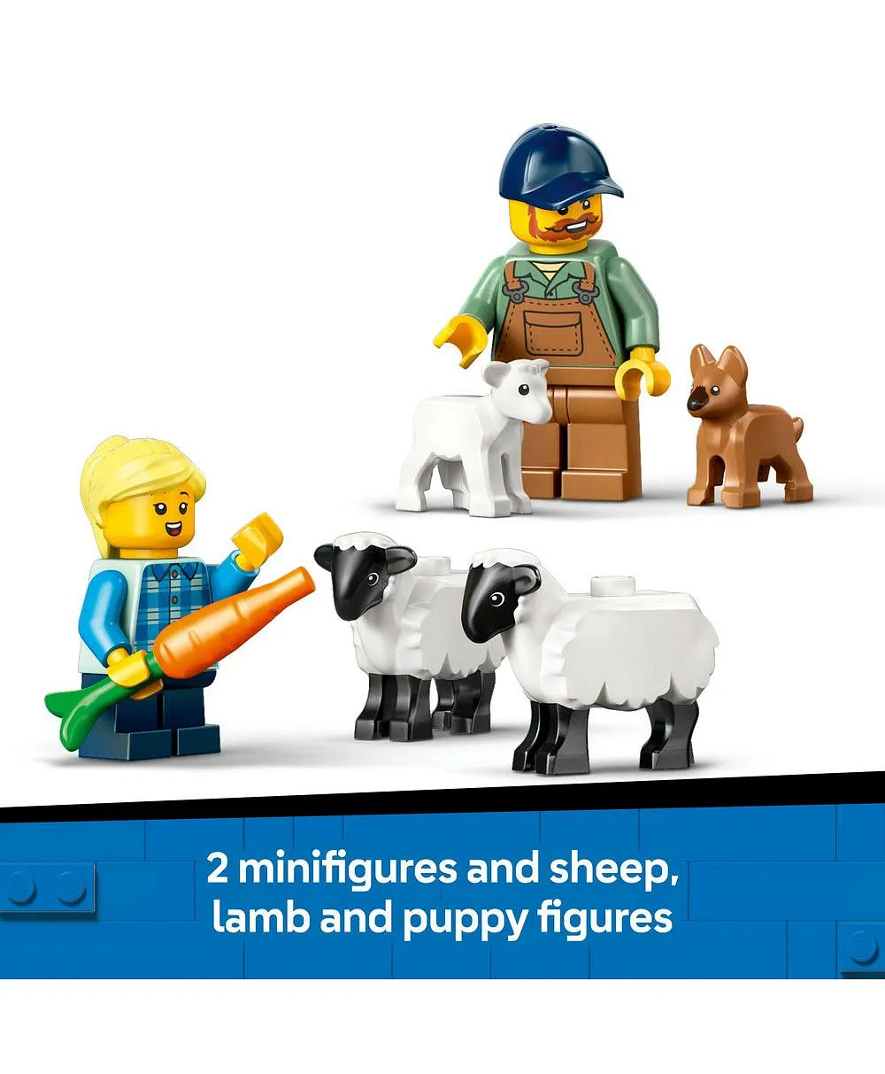 لعبة جرّار المزرعة الأحمر مع مقطورة وخراف من ليغو® سيتي، مجموعة لعب للأطفال بعمر 4 سنوات وأكثر 60461 - 116 قطعة - الصورة 7