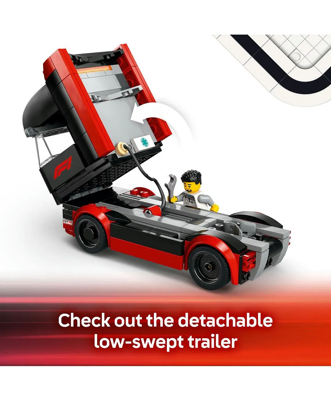 مجموعة لعب ناقل سيارات السباق شاحنة F1® مع سيارات F1®: RB20 وAMR24 من ليغو® سيتي 60445 - 1086 قطعة - الصورة 4