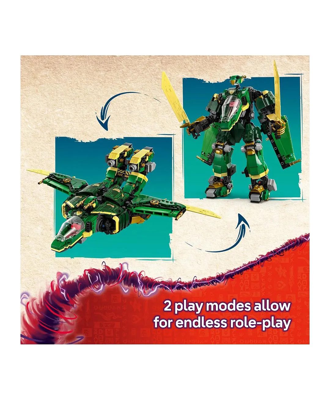 مجموعة بناء معركة تنين لعبة النينجا آلي لويد النفاث من LEGO® NINJAGO® مع 5 شخصيات صغيرة 71845 - 1112 قطعة - الصورة 4