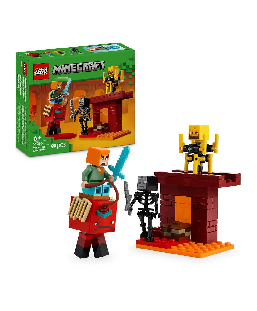 لعبة هواة الألعاب القابلة للبناء معركة حمم العالم السفلي من ليغو® Minecraft® للأطفال 21266 - 99 قطعة