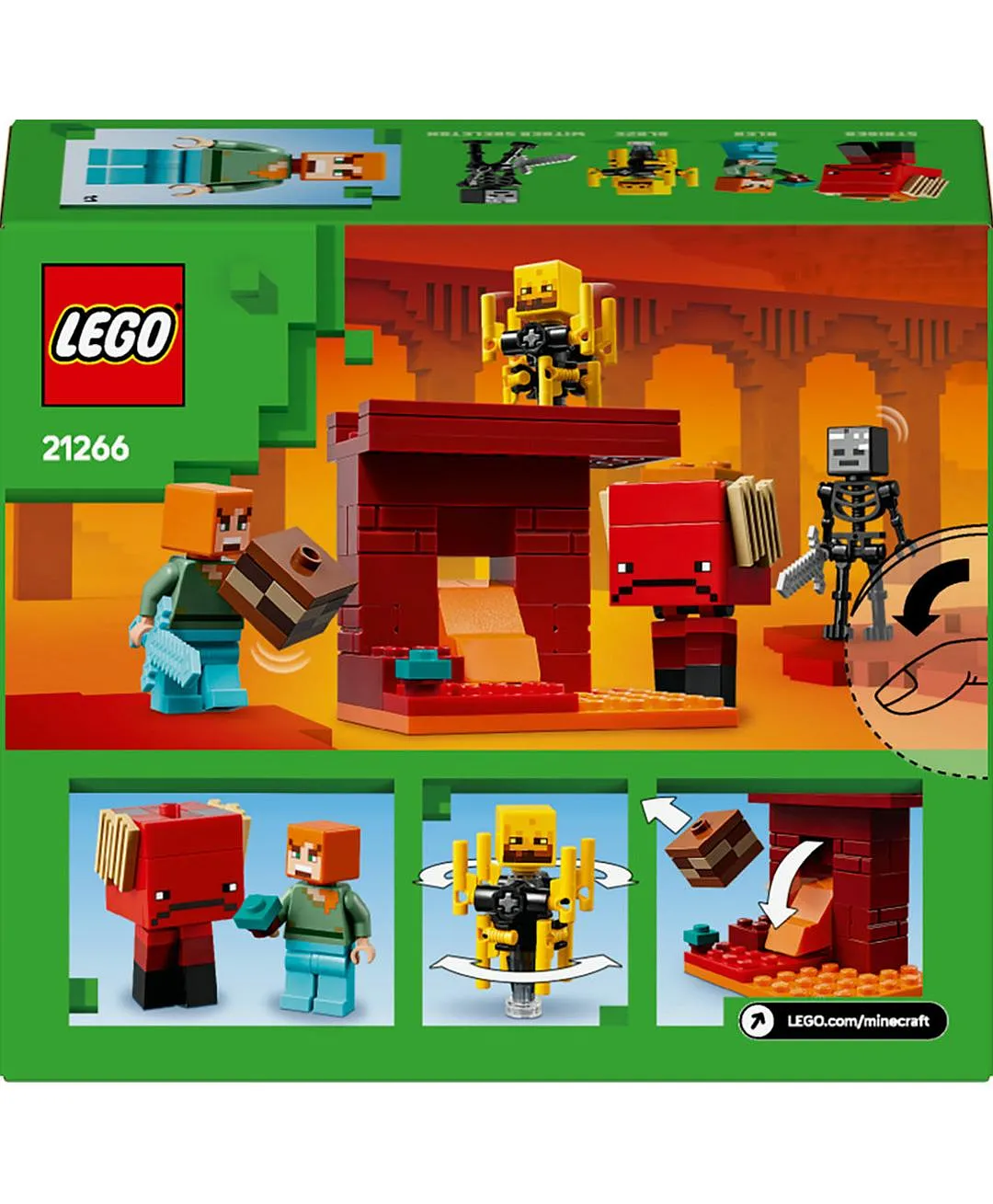 لعبة هواة الألعاب القابلة للبناء معركة حمم العالم السفلي من ليغو® Minecraft® للأطفال 21266 - 99 قطعة - الصورة 3