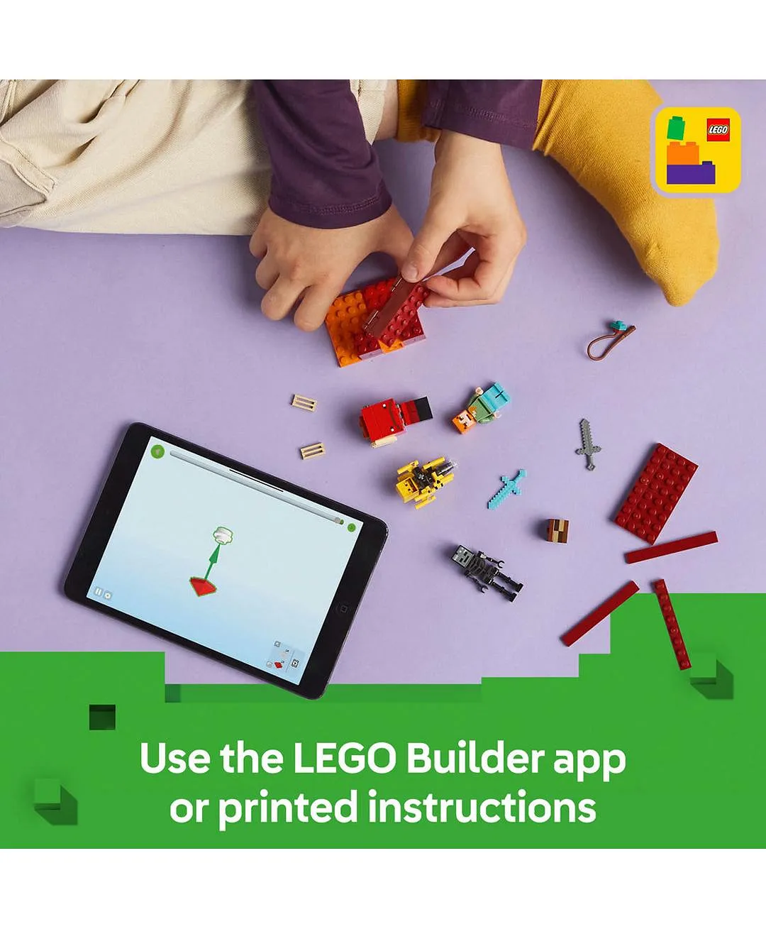 لعبة هواة الألعاب القابلة للبناء معركة حمم العالم السفلي من ليغو® Minecraft® للأطفال 21266 - 99 قطعة - الصورة 8