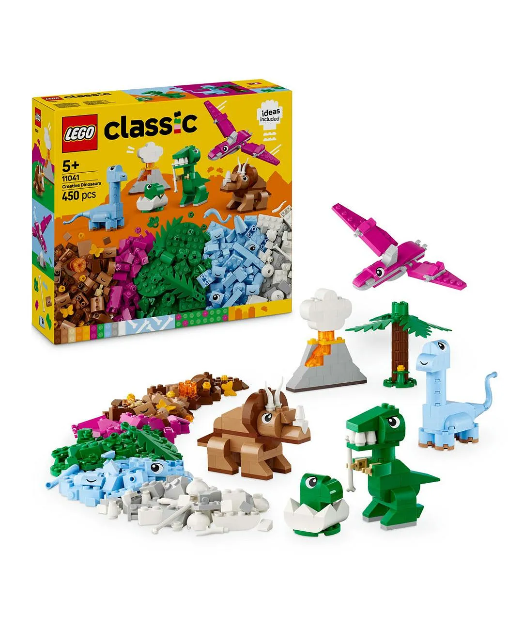 الديناصورات المبدعة من ليغو® كلاسيك، مجموعة بناء مكعبات متنوعة، نماذج لعب تخيّلي للأطفال 11041 - 450 قطعة