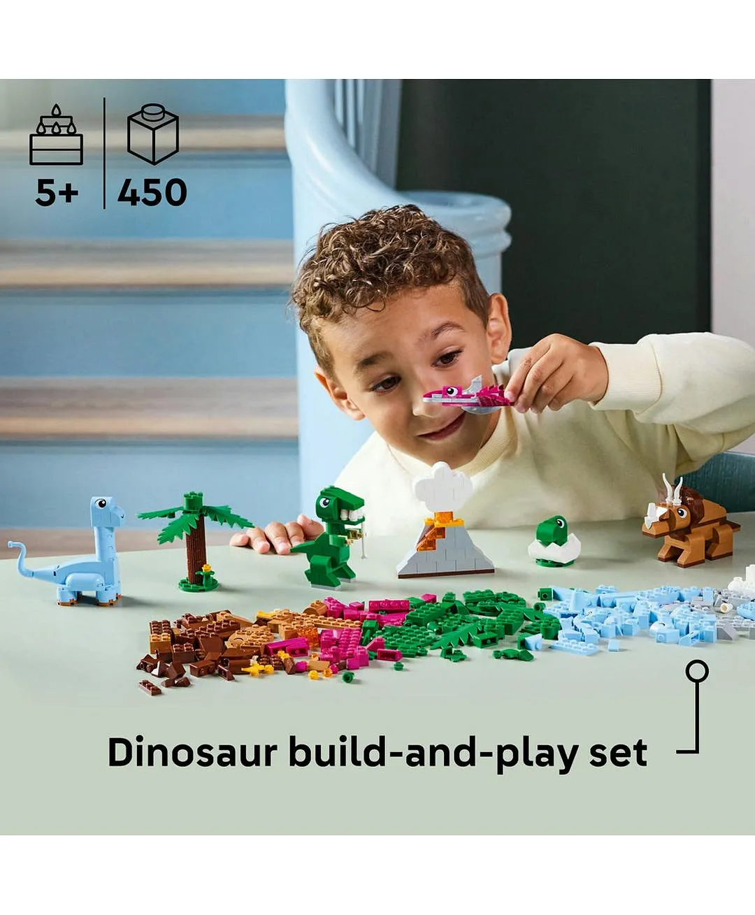 الديناصورات المبدعة من ليغو® كلاسيك، مجموعة بناء مكعبات متنوعة، نماذج لعب تخيّلي للأطفال 11041 - 450 قطعة - الصورة 3