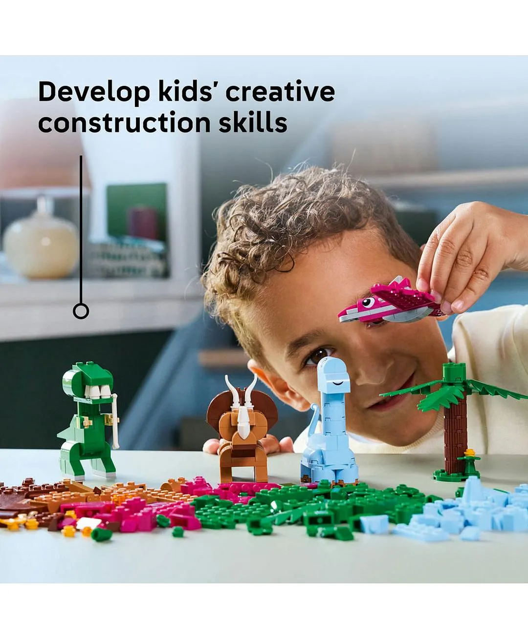 الديناصورات المبدعة من ليغو® كلاسيك، مجموعة بناء مكعبات متنوعة، نماذج لعب تخيّلي للأطفال 11041 - 450 قطعة - الصورة 6
