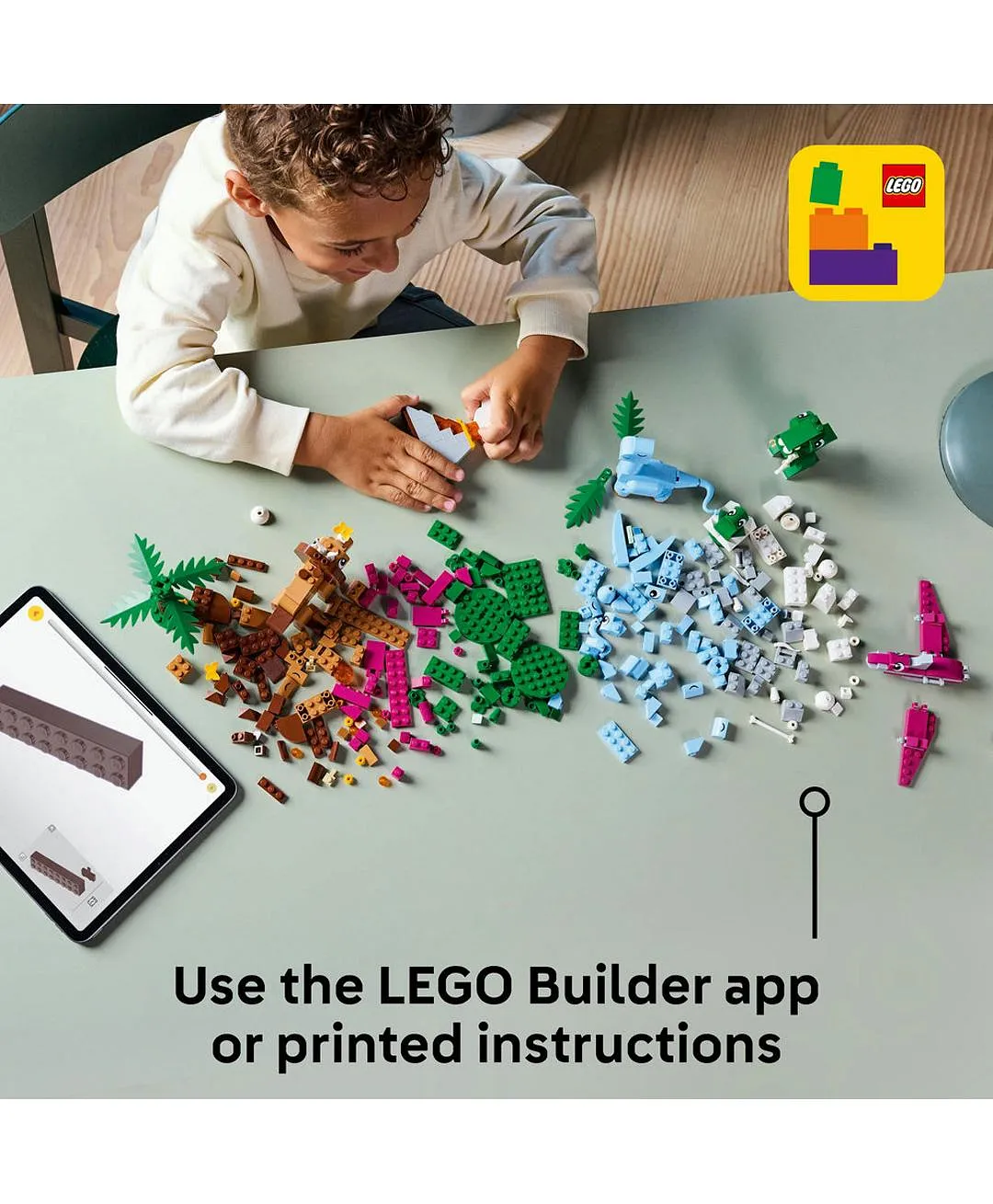 الديناصورات المبدعة من ليغو® كلاسيك، مجموعة بناء مكعبات متنوعة، نماذج لعب تخيّلي للأطفال 11041 - 450 قطعة - الصورة 7