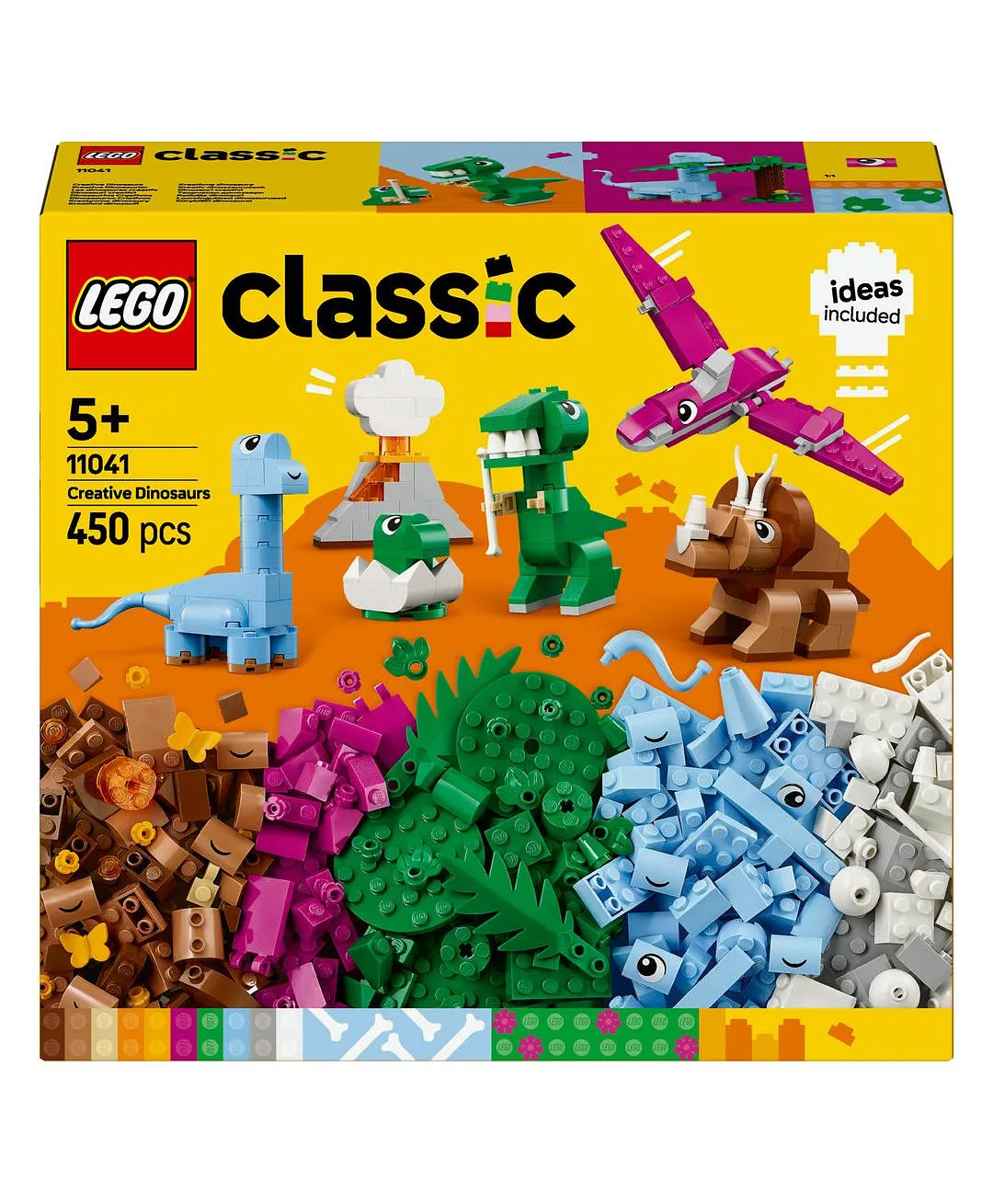 الديناصورات المبدعة من ليغو® كلاسيك، مجموعة بناء مكعبات متنوعة، نماذج لعب تخيّلي للأطفال 11041 - 450 قطعة - الصورة 10
