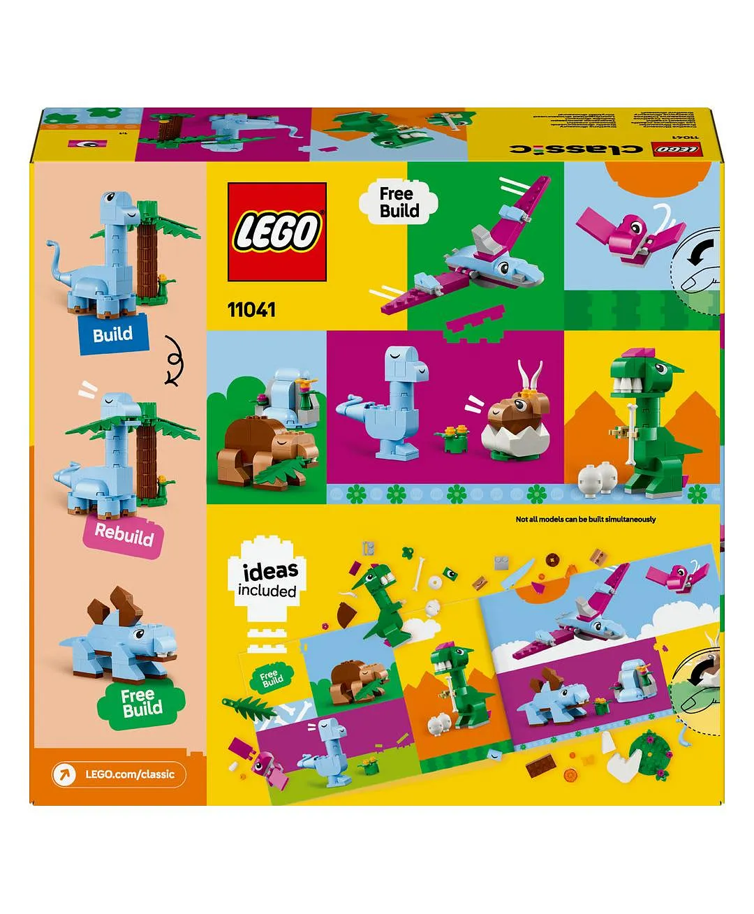 الديناصورات المبدعة من ليغو® كلاسيك، مجموعة بناء مكعبات متنوعة، نماذج لعب تخيّلي للأطفال 11041 - 450 قطعة - الصورة 11