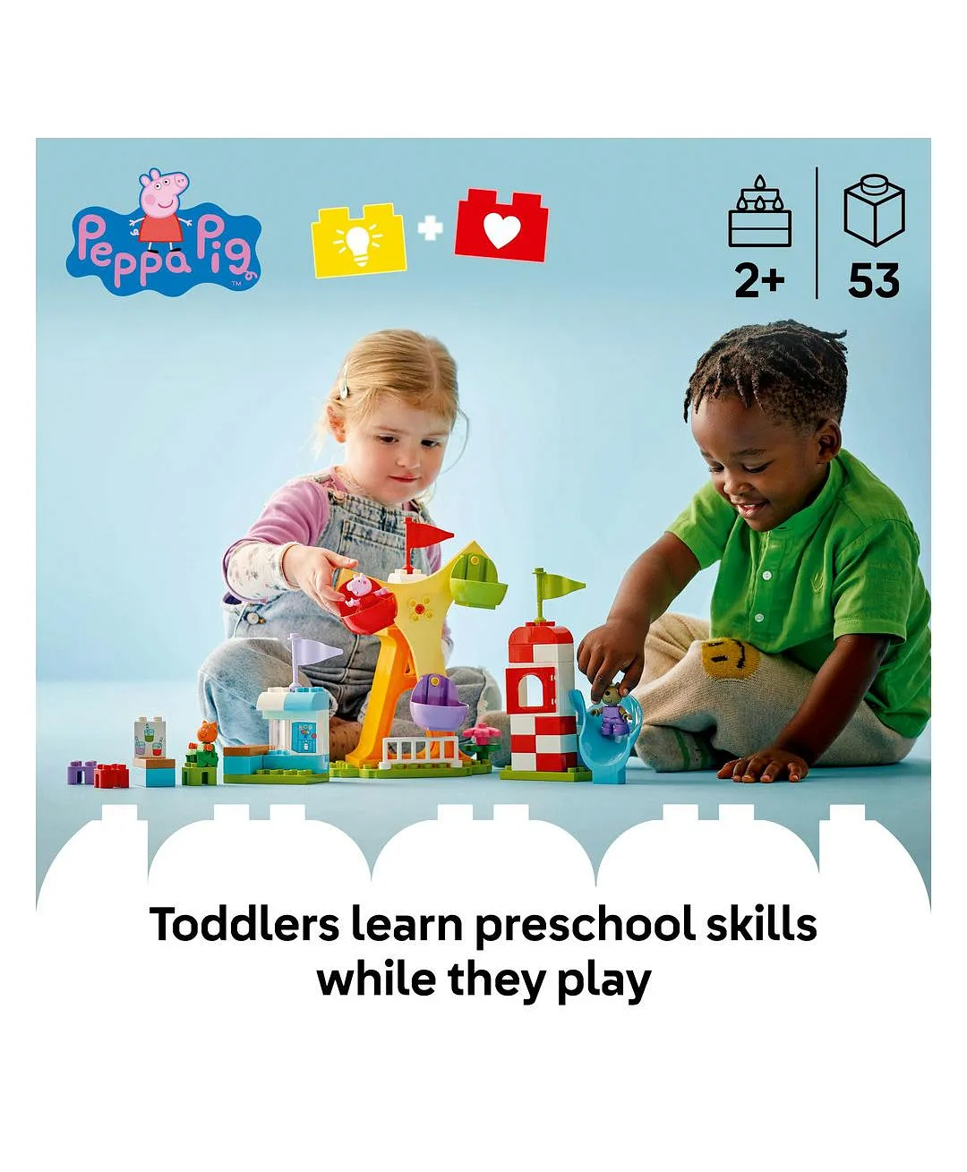 التظاهر باللعب في متنزه التسلية مهرجان المرح من ليغو® DUPLO® Peppa Pig، مجموعة بناء للأطفال 10453 - 53 قطعة - الصورة 4