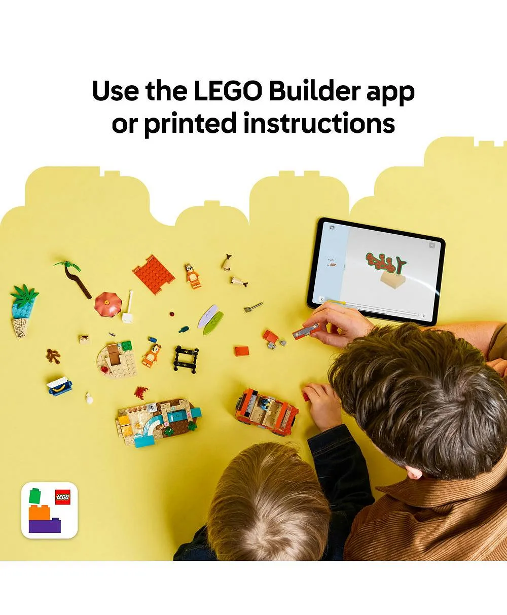 رحلة سيارة عائلة بلوي والشاطئ من ليغو® Bluey، مجموعة بناء لعبة مرحلة الروضة 11202 - 133 قطعة - الصورة 5