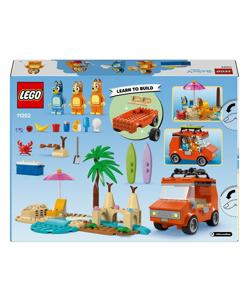 رحلة سيارة عائلة بلوي والشاطئ من ليغو® Bluey، مجموعة بناء لعبة مرحلة الروضة 11202 - 133 قطعة - الصورة 11