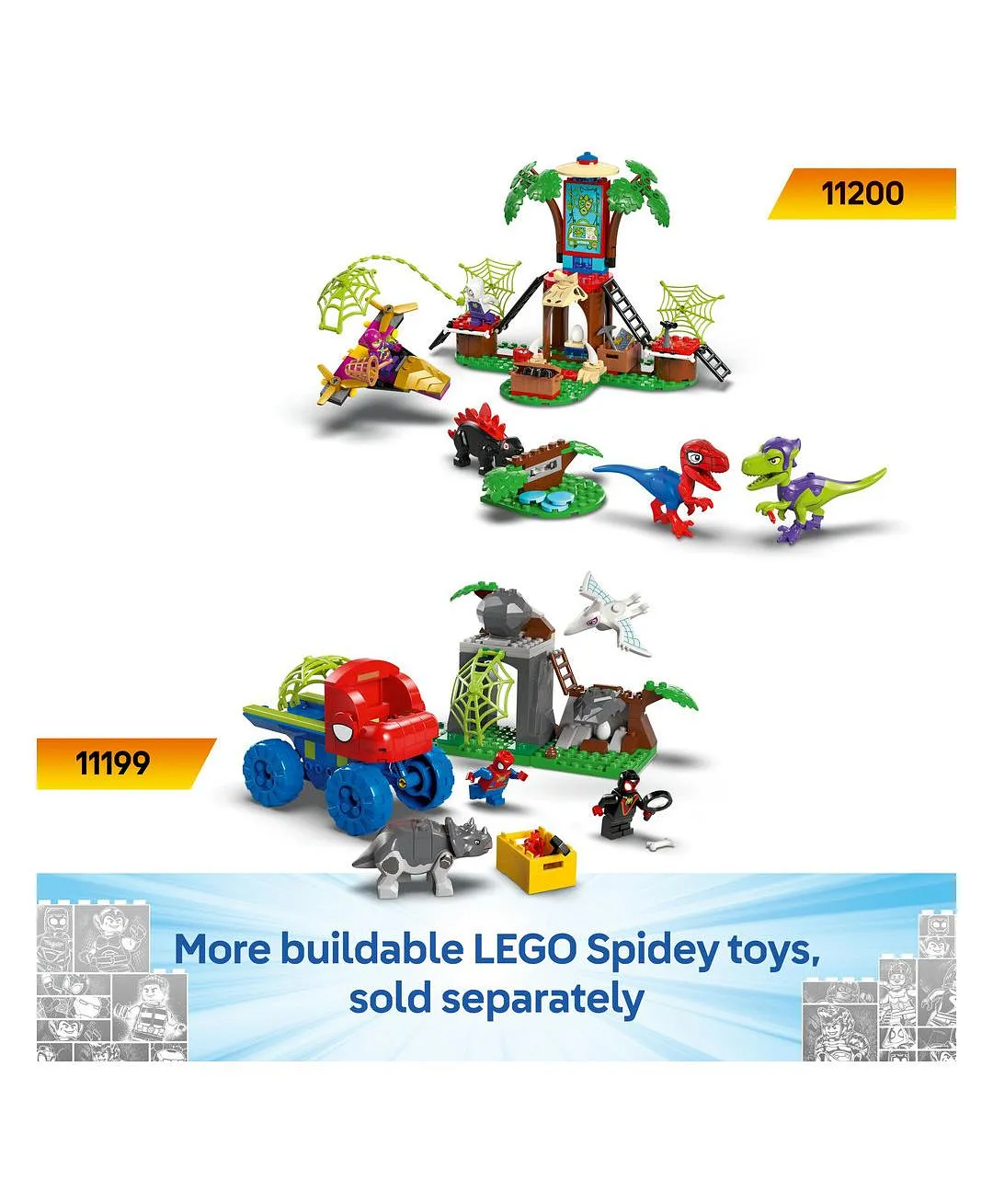 مجموعة بناء مطاردة مركبات سبين والديناصور إلكترو 11198 من سبايدي وأصدقاؤه المذهلون من LEGO® Marvel - 124 قطعة - الصورة 9