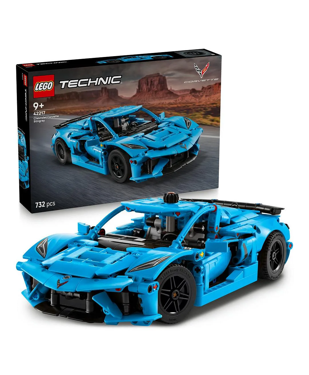 مركبة لعبة للأطفال مجموعة نموذج سيارة Chevrolet Corvette Stingray الزرقاء 42217 من ليغو® Technic - 732 قطعة