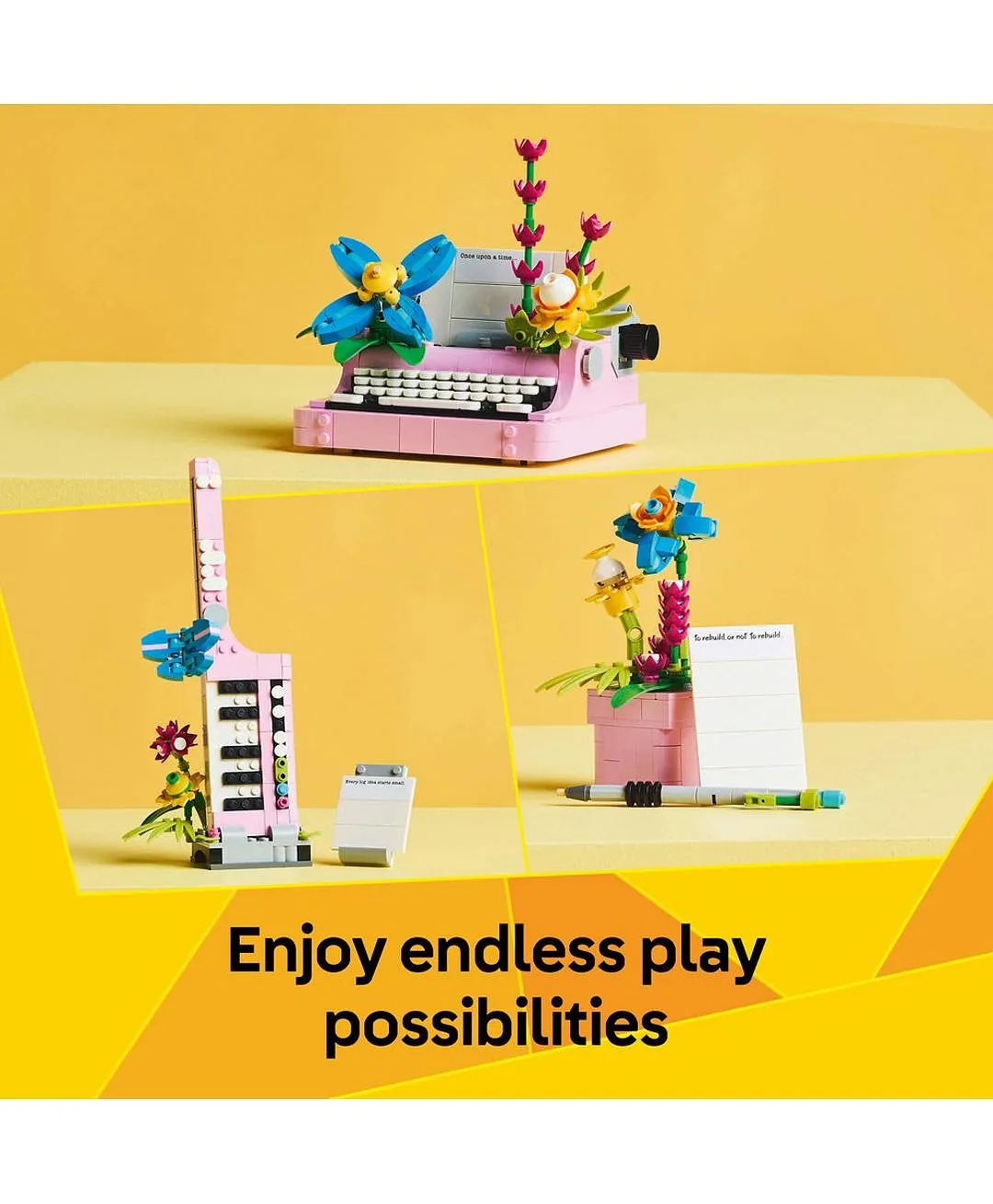مجموعة لعب آلة كاتبة مع زهور من ليغو® كرييتور 3 في 1، تتحول إلى كيتار أو زهرية 31169 - 363 قطعة - الصورة 4