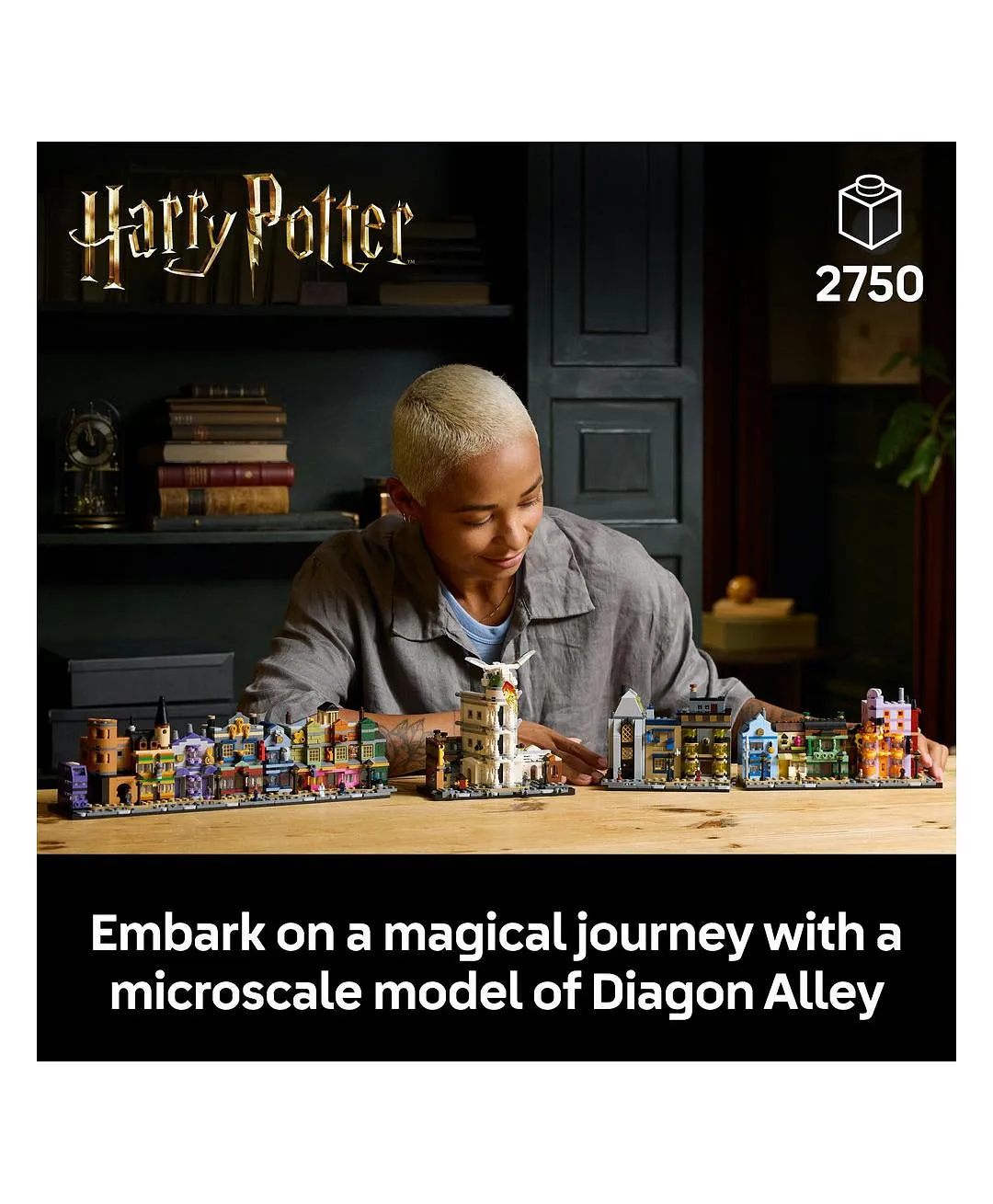 متاجر السحر في زقاق دياغون™ من ليغو® Harry Potter™، مجموعة ساحر للبالغين، نموذج عرض سحري 76444 - 2750 قطعة - الصورة 4