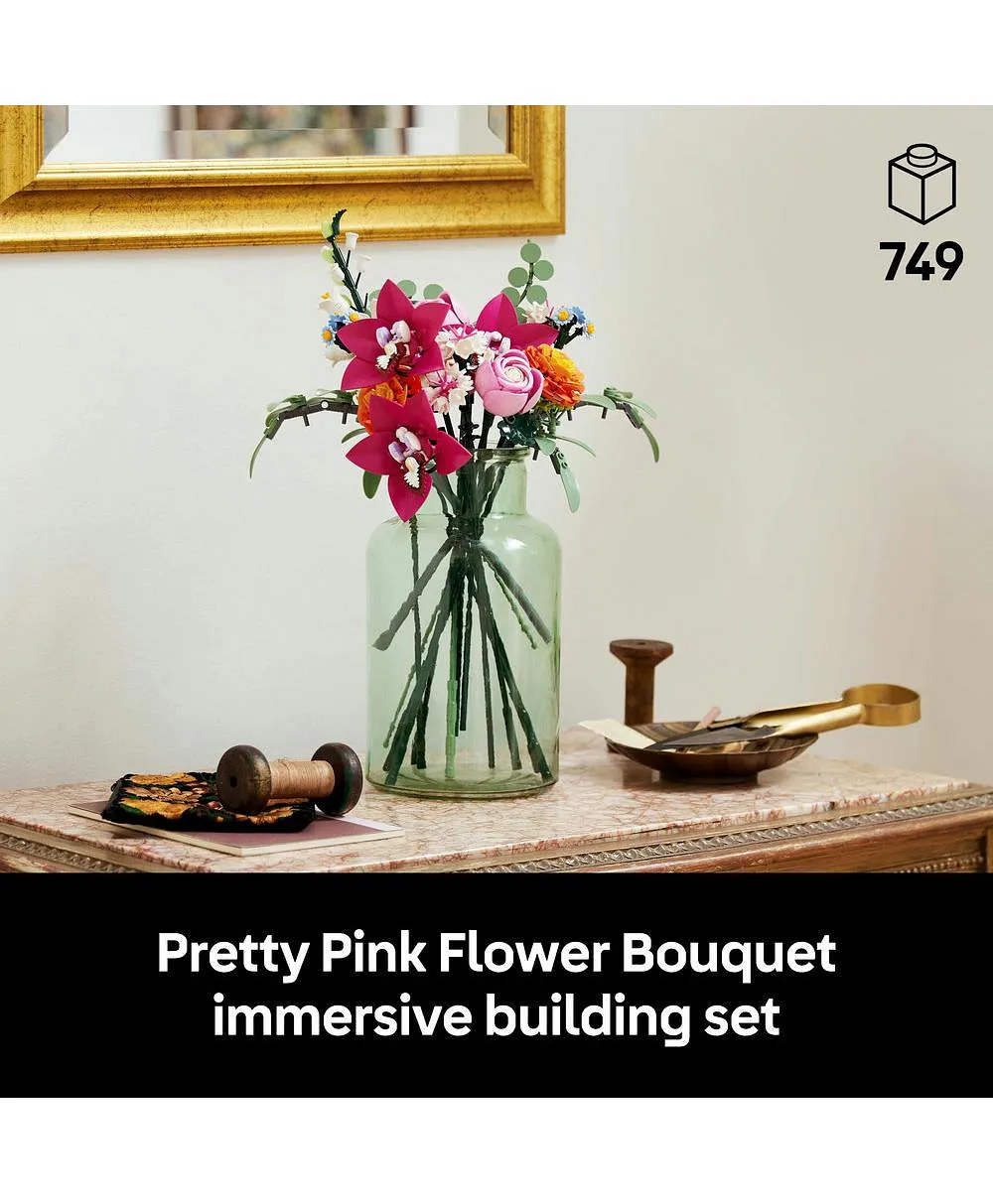 ديكور الزهور باقة الزهور الوردية الجميلة من ليغو® Botanicals، مجموعة بناء هدية مستوحاة من الطبيعة للبالغين 10342 - 749 قطعة - الصورة 3
