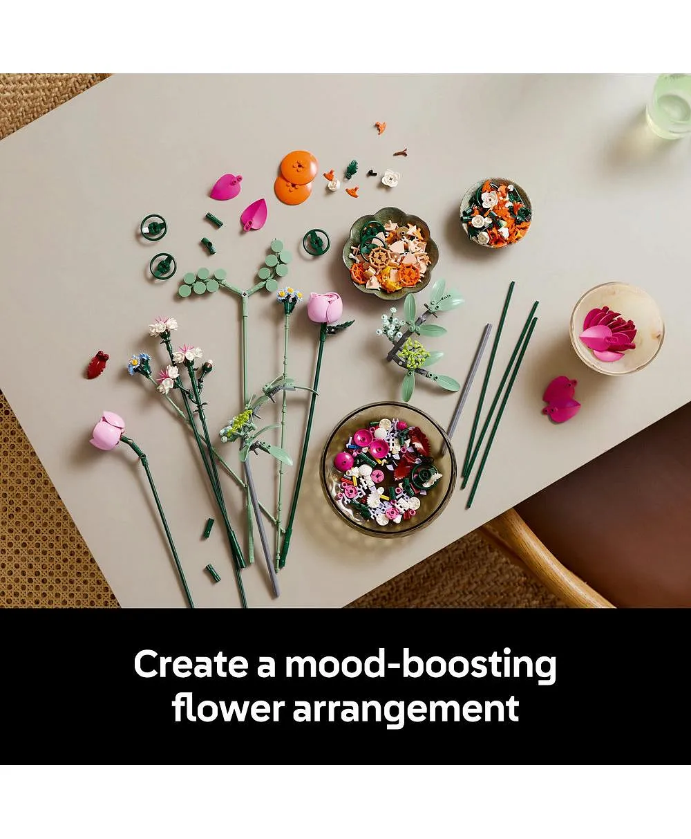 ديكور الزهور باقة الزهور الوردية الجميلة من ليغو® Botanicals، مجموعة بناء هدية مستوحاة من الطبيعة للبالغين 10342 - 749 قطعة - الصورة 4