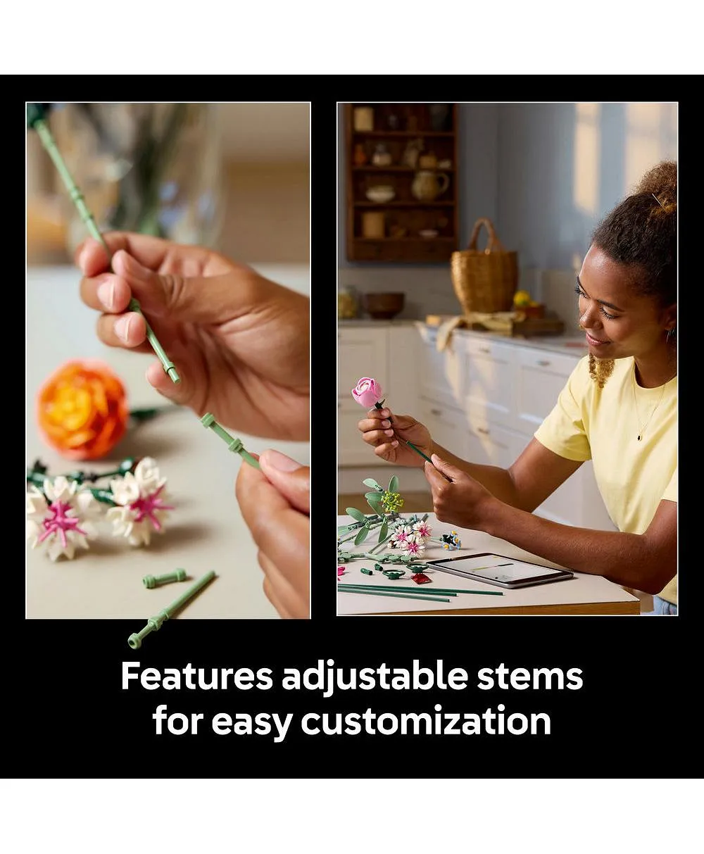 ديكور الزهور باقة الزهور الوردية الجميلة من ليغو® Botanicals، مجموعة بناء هدية مستوحاة من الطبيعة للبالغين 10342 - 749 قطعة - الصورة 5