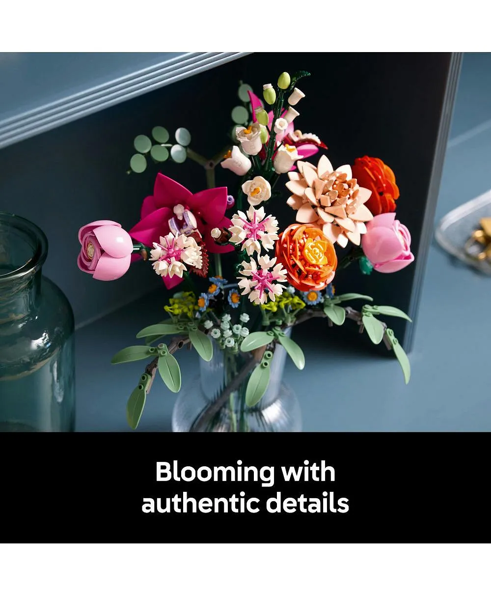 ديكور الزهور باقة الزهور الوردية الجميلة من ليغو® Botanicals، مجموعة بناء هدية مستوحاة من الطبيعة للبالغين 10342 - 749 قطعة - الصورة 6
