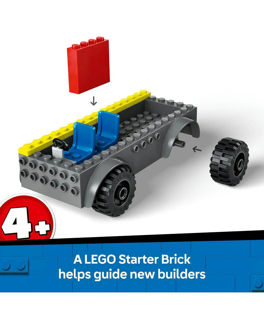 شاحنة إطفاء مع سلّم من ليغو® سيتي، هدية لعبة مركبة رجل الإطفاء للأطفال بعمر 4 سنوات أو أكثر 60463 - 82 قطعة - الصورة 4