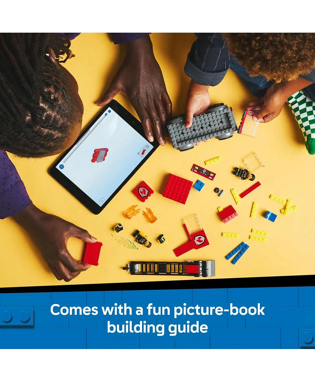 شاحنة إطفاء مع سلّم من ليغو® سيتي، هدية لعبة مركبة رجل الإطفاء للأطفال بعمر 4 سنوات أو أكثر 60463 - 82 قطعة - الصورة 5