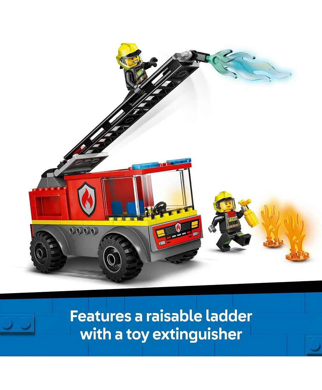 شاحنة إطفاء مع سلّم من ليغو® سيتي، هدية لعبة مركبة رجل الإطفاء للأطفال بعمر 4 سنوات أو أكثر 60463 - 82 قطعة - الصورة 6