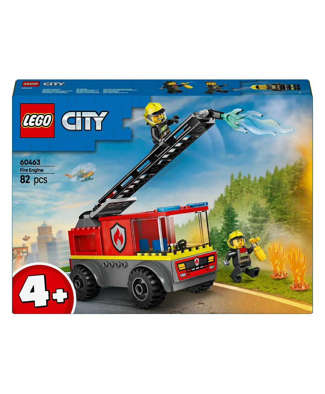 شاحنة إطفاء مع سلّم من ليغو® سيتي، هدية لعبة مركبة رجل الإطفاء للأطفال بعمر 4 سنوات أو أكثر 60463 - 82 قطعة - الصورة 10