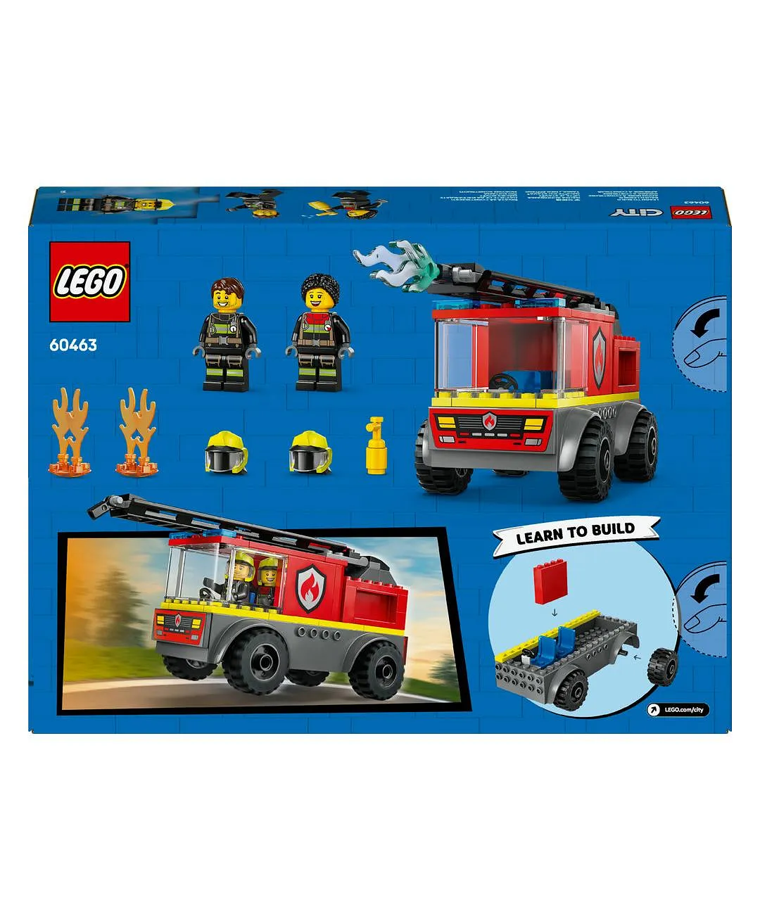 شاحنة إطفاء مع سلّم من ليغو® سيتي، هدية لعبة مركبة رجل الإطفاء للأطفال بعمر 4 سنوات أو أكثر 60463 - 82 قطعة - الصورة 11