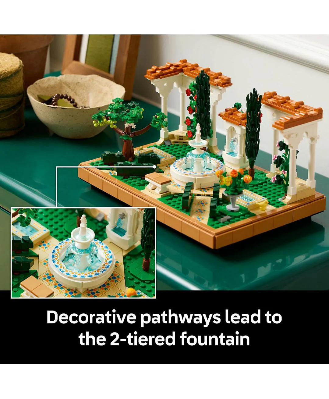 قطعة عرض حديقة النافورة من ليغو® أيكونز، مجموعة بناء ديكور منزلي ومكتبي للبالغين 10359 - 1302 قطعة - الصورة 5