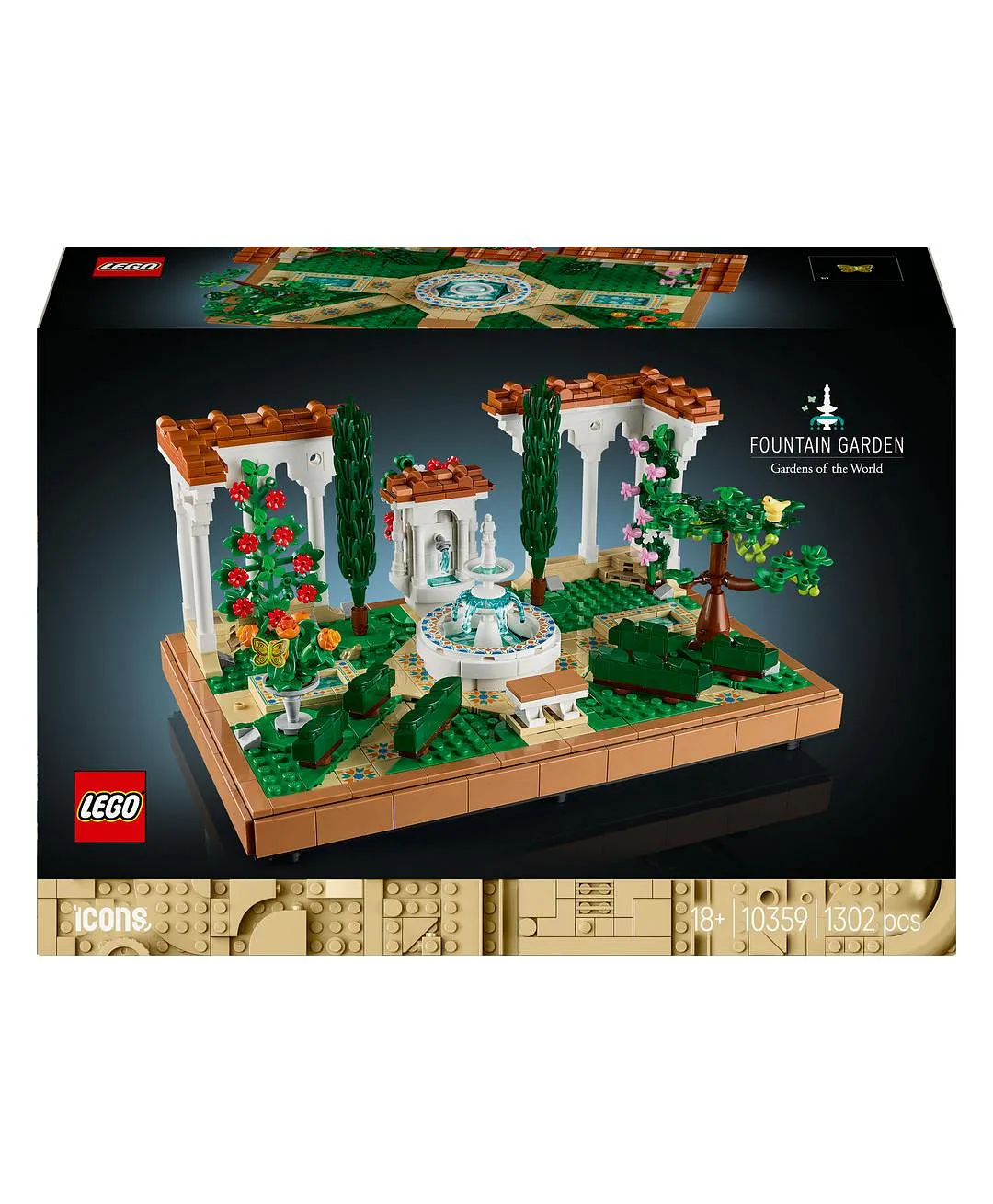 قطعة عرض حديقة النافورة من ليغو® أيكونز، مجموعة بناء ديكور منزلي ومكتبي للبالغين 10359 - 1302 قطعة - الصورة 10