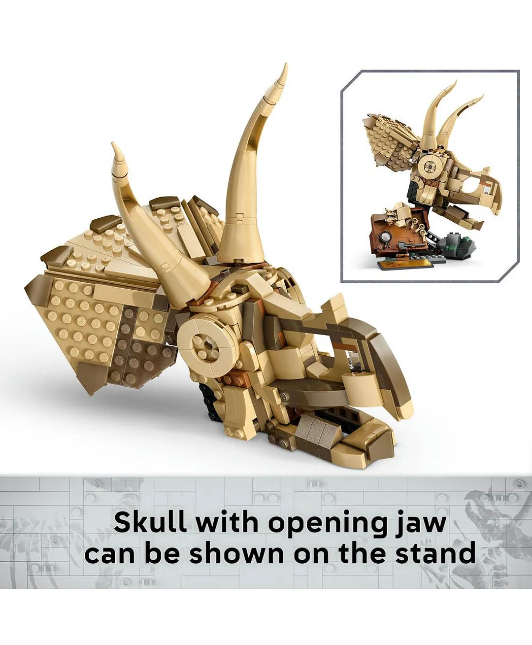 مجموعة نموذج حفريات الديناصورات: جمجمة ترايسيراتوبس من ليغو® Jurassic World، مجموعة بناء للعرض 76969 - 468 قطعة - الصورة 5
