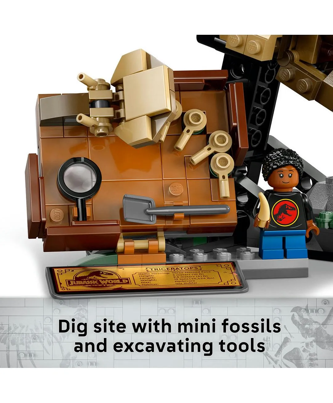 مجموعة نموذج حفريات الديناصورات: جمجمة ترايسيراتوبس من ليغو® Jurassic World، مجموعة بناء للعرض 76969 - 468 قطعة - الصورة 6