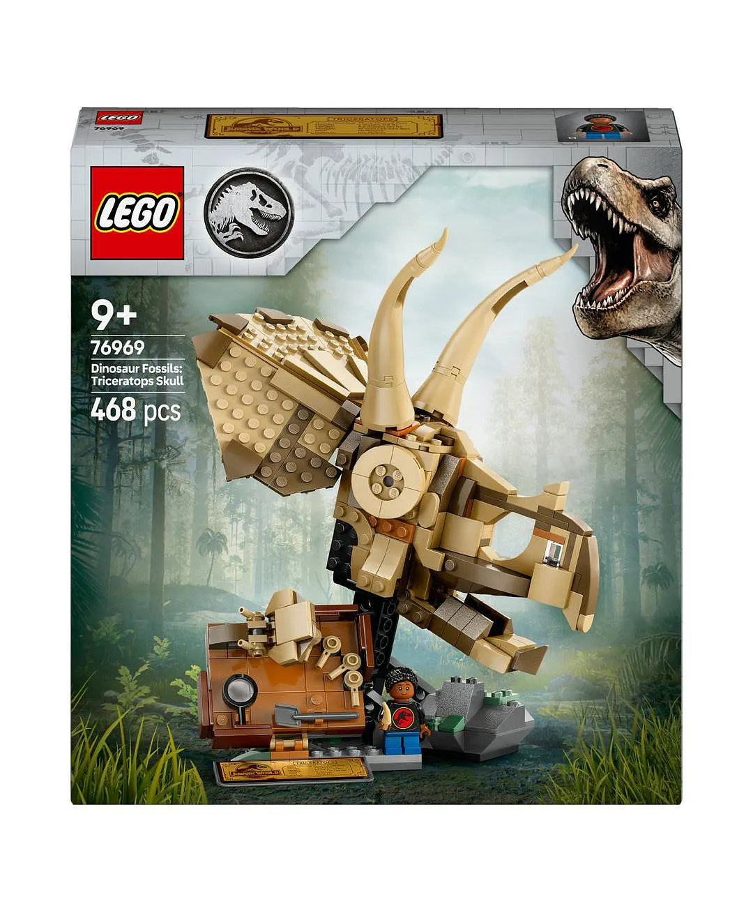 مجموعة نموذج حفريات الديناصورات: جمجمة ترايسيراتوبس من ليغو® Jurassic World، مجموعة بناء للعرض 76969 - 468 قطعة - الصورة 10