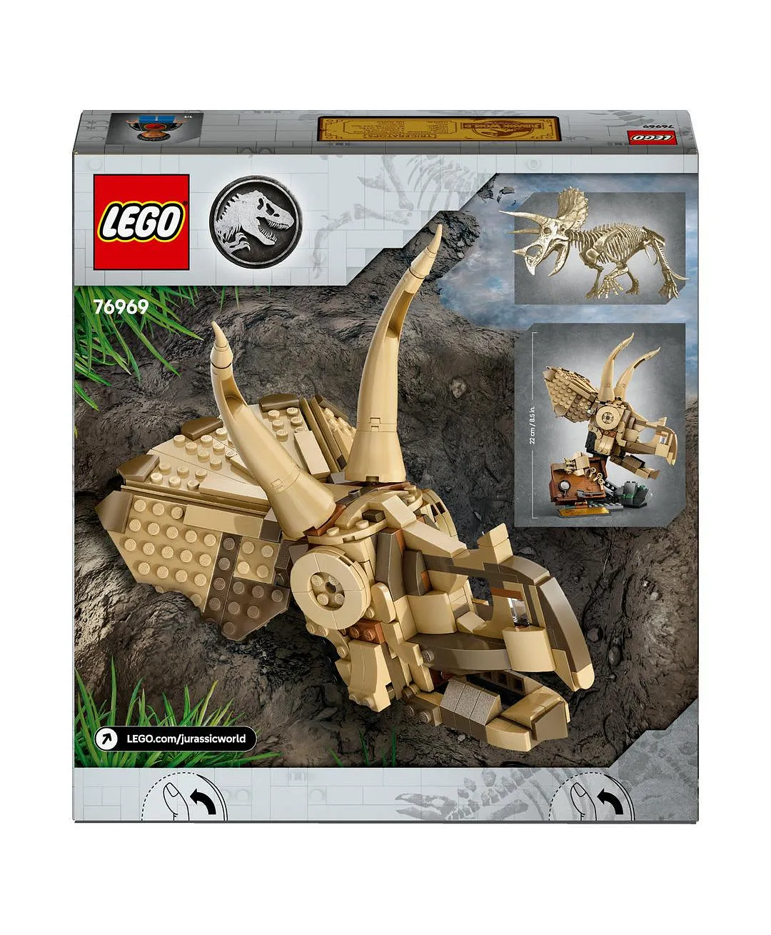 مجموعة نموذج حفريات الديناصورات: جمجمة ترايسيراتوبس من ليغو® Jurassic World، مجموعة بناء للعرض 76969 - 468 قطعة - الصورة 11
