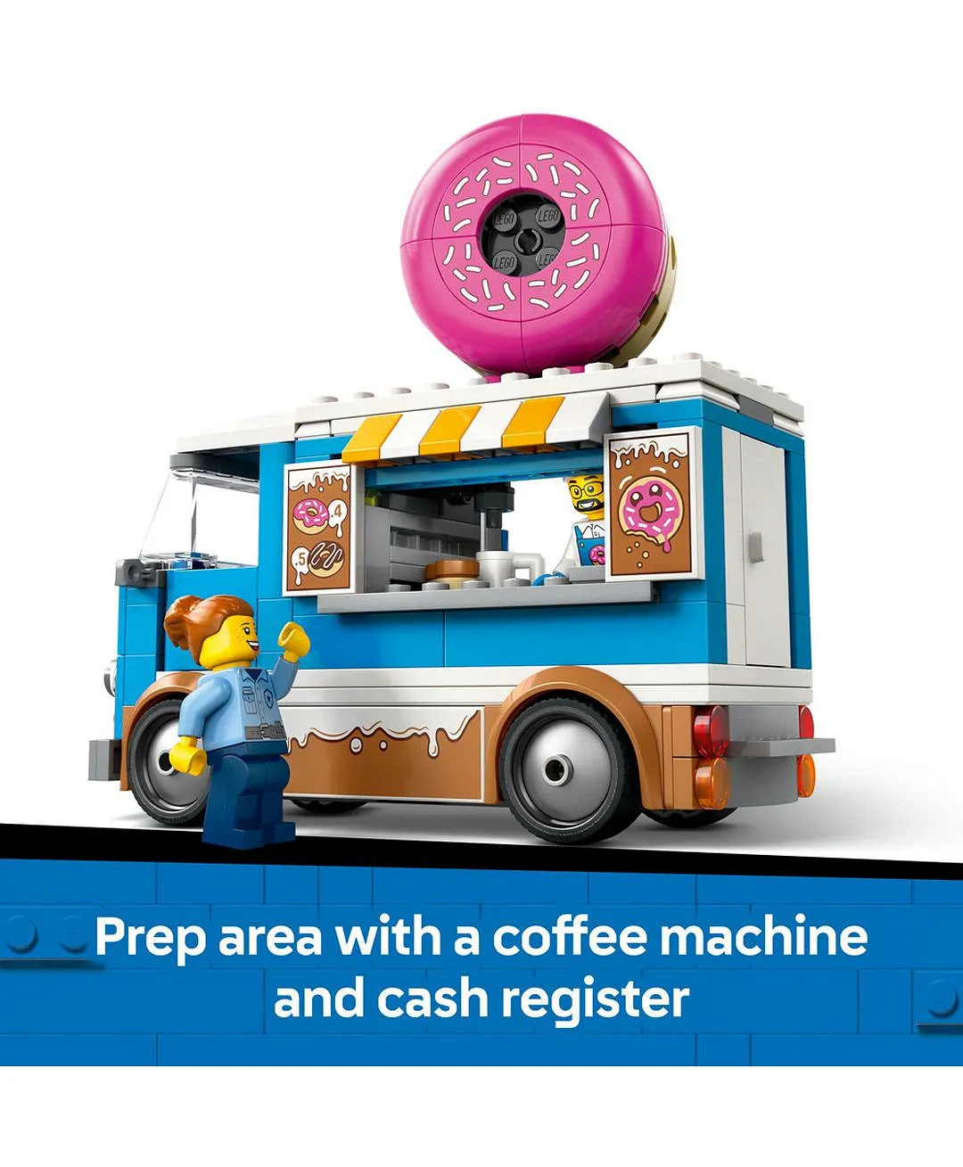 مجموعة لعب الأطفال شاحنة الدونتس من ليغو® سيتي، لعبة مركبة بيع للصبيان والبنات بعمر 5 سنوات أو أكثر 60452 - 196 قطعة - الصورة 4