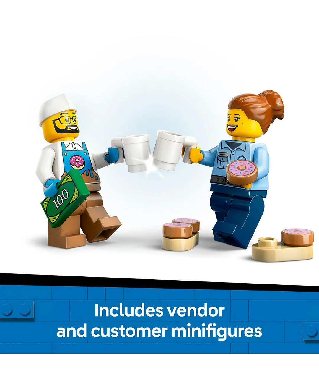 مجموعة لعب الأطفال شاحنة الدونتس من ليغو® سيتي، لعبة مركبة بيع للصبيان والبنات بعمر 5 سنوات أو أكثر 60452 - 196 قطعة - الصورة 6