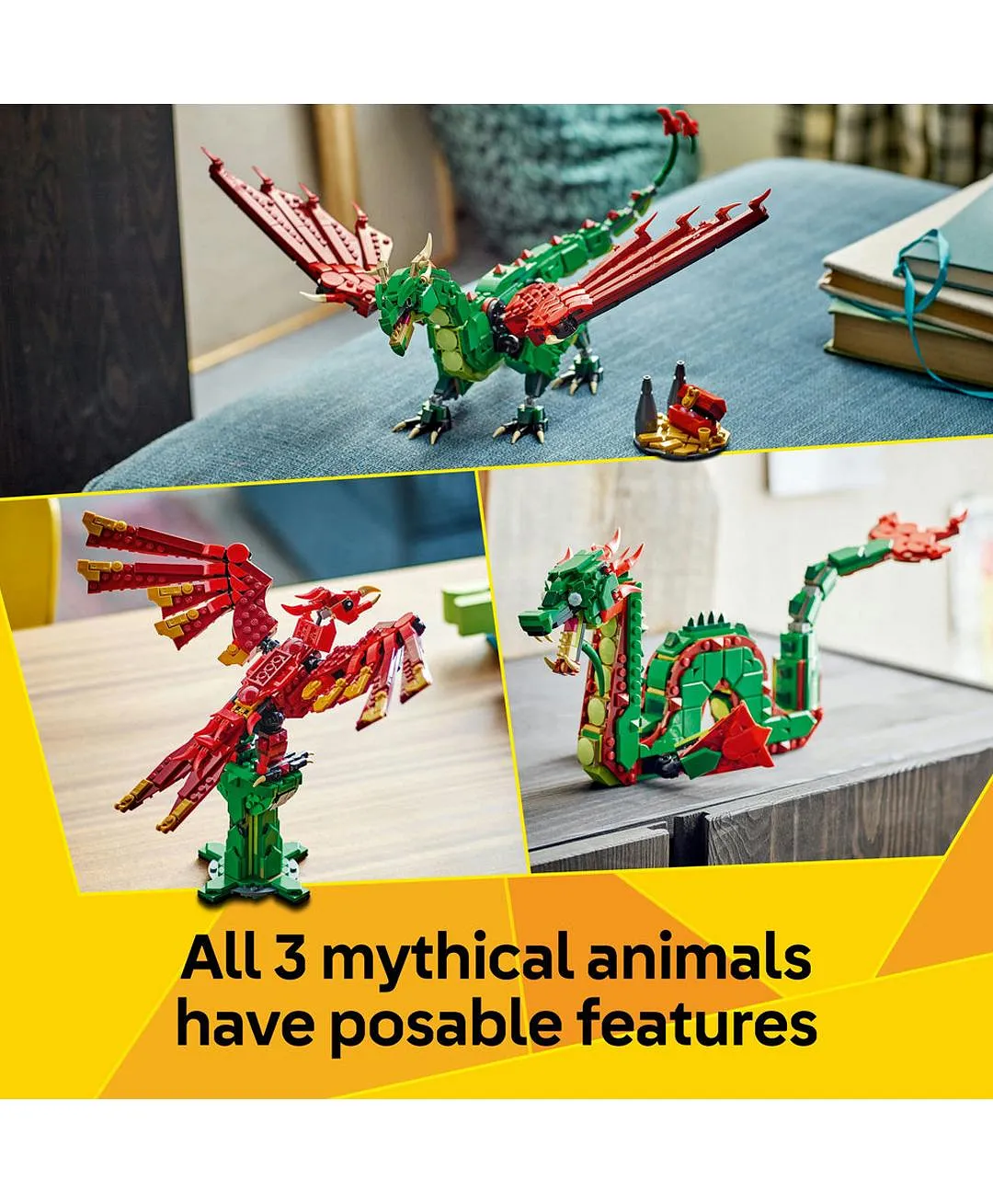 لعبة مخلوق تنّين العصور الوسطى من ليغو® كرييتور، يتحول إلى ثعبان بحر أو عنقاء 31161 - 715 قطعة - الصورة 5