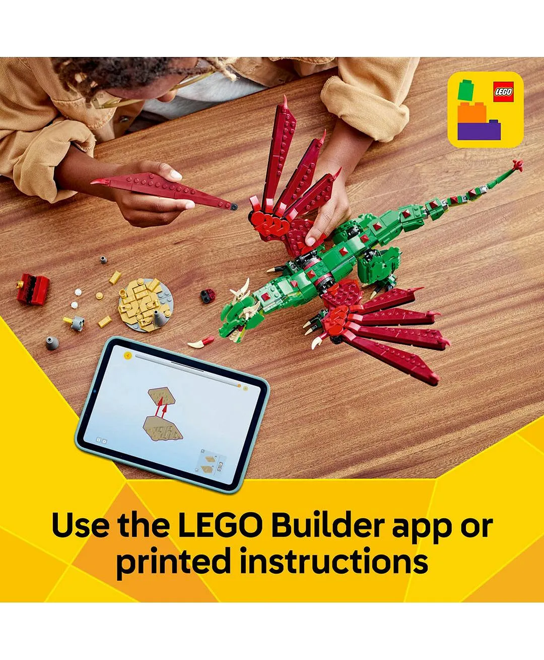 لعبة مخلوق تنّين العصور الوسطى من ليغو® كرييتور، يتحول إلى ثعبان بحر أو عنقاء 31161 - 715 قطعة - الصورة 7