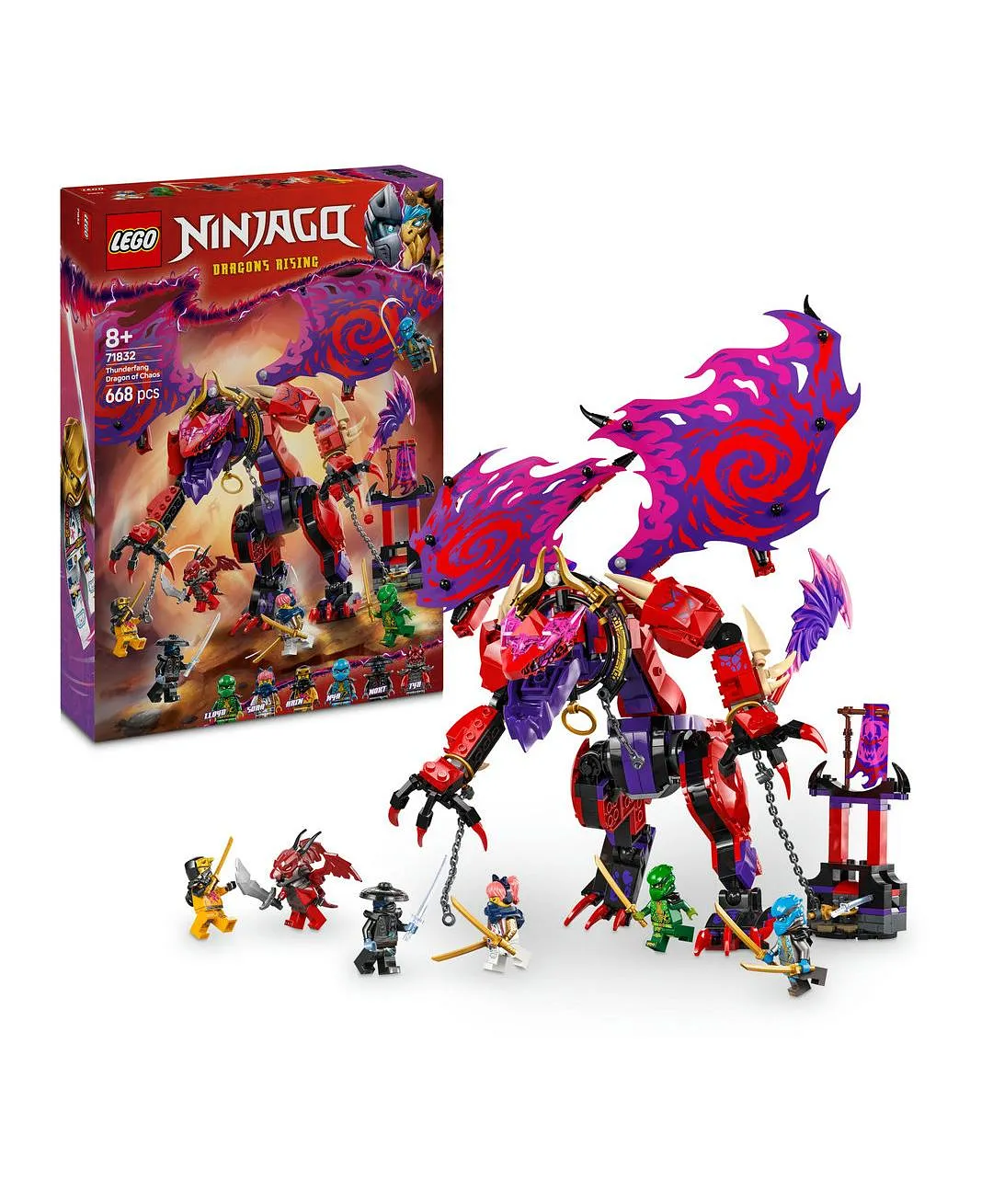مجموعة لعبة النينجا تنّين الفوضى ثاندرفانغ من ليغو® NINJAGO®، مجموعة القتال مع 6 شخصيات صغيرة 71832 - 668 قطعة