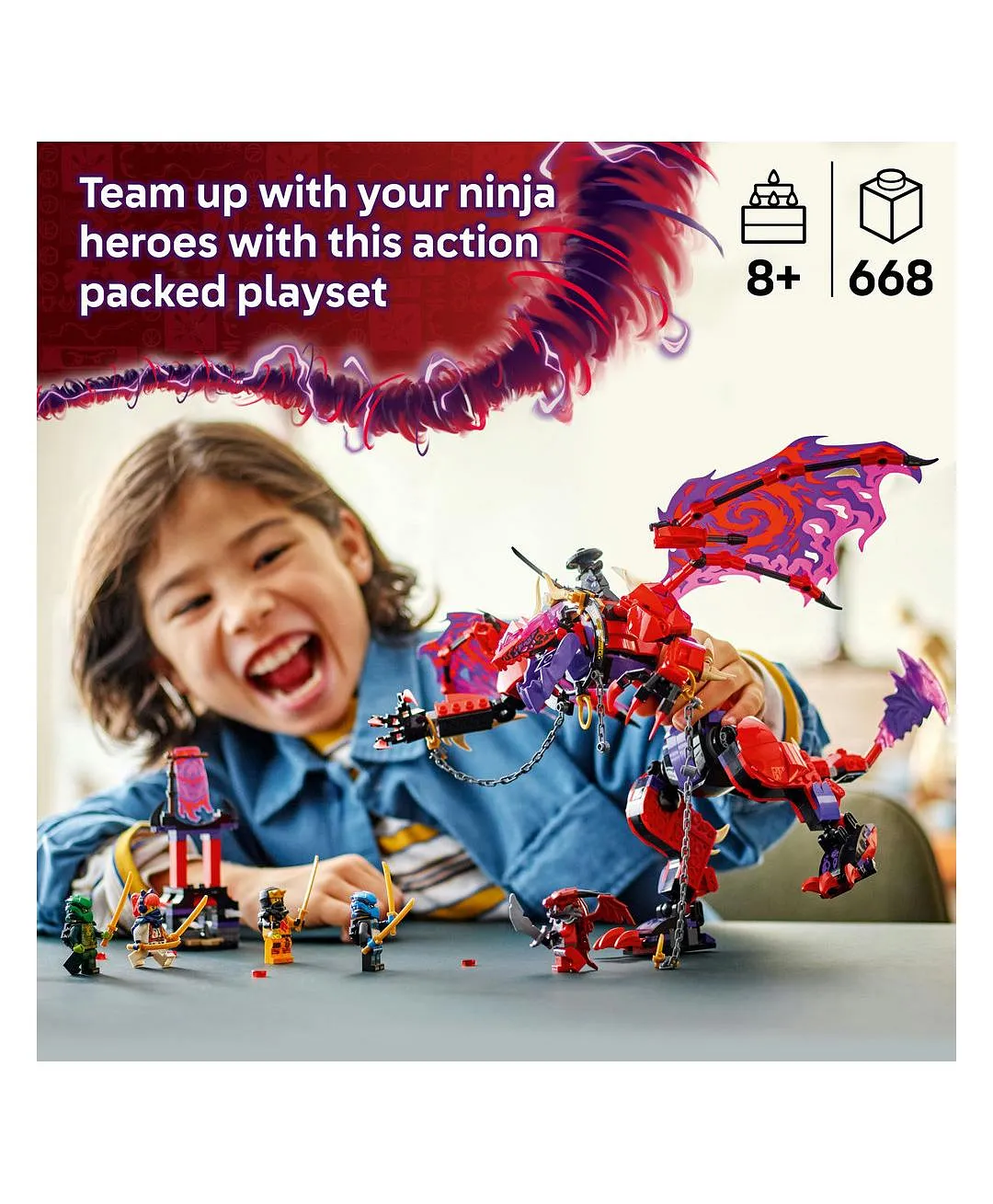 مجموعة لعبة النينجا تنّين الفوضى ثاندرفانغ من ليغو® NINJAGO®، مجموعة القتال مع 6 شخصيات صغيرة 71832 - 668 قطعة - الصورة 4
