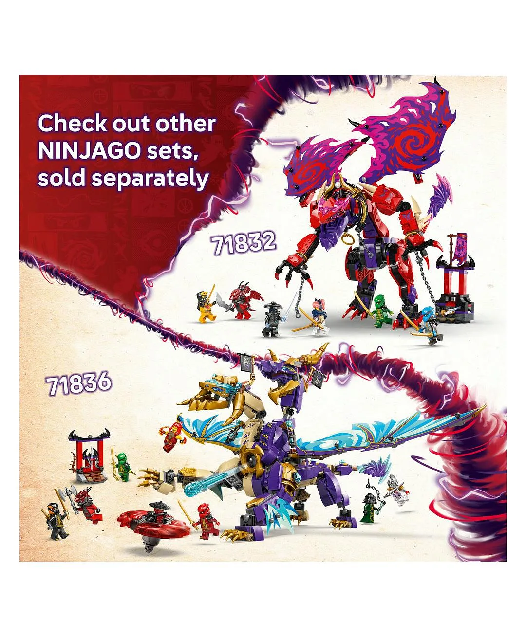 مجموعة لعبة النينجا تنّين الفوضى ثاندرفانغ من ليغو® NINJAGO®، مجموعة القتال مع 6 شخصيات صغيرة 71832 - 668 قطعة - الصورة 9